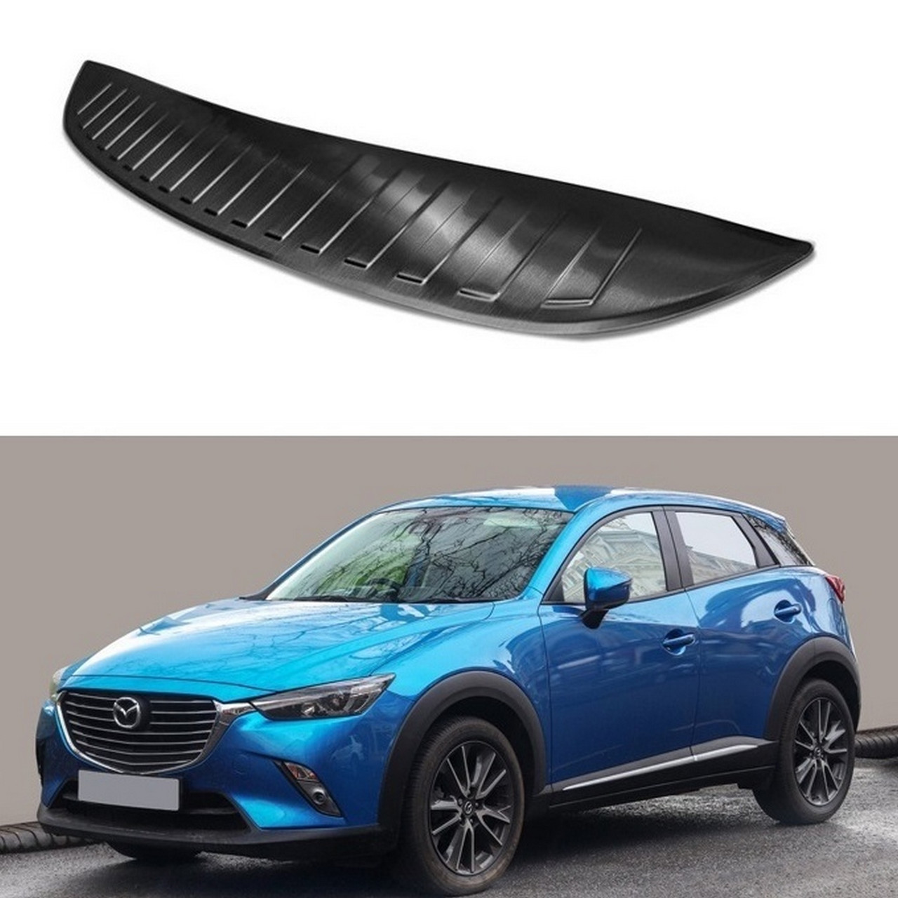 Захисна накладка на задній бампер для Mazda CX-3 2015-2020 /чорна нерж.сталь/, фото 1