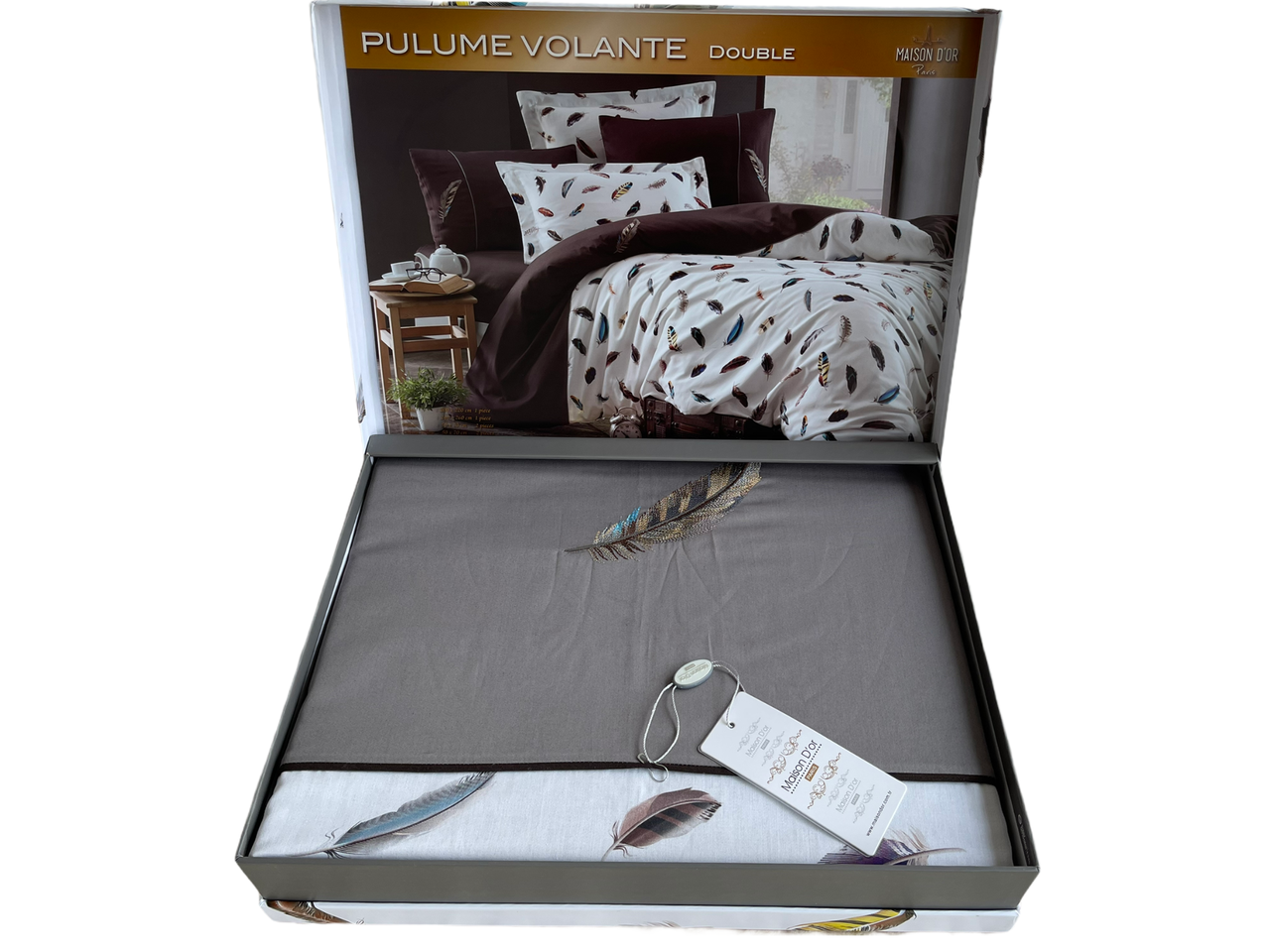 Постільна білизна Maison d'or Pulume Volante Grey сірий Сатин Люкс, фото 1