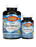 Омега-3 для взрослых в желатиновых капсулах со вкусом лимона, Elite Omega-3, Carlson Labs, 90+30 капсул