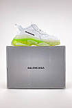 Жіночі кросівки Balenciaga Triple S Clear Sole White Green, білі шкіряні кросівки баленсіага тріпл с баленсіяга, фото 2