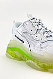 Жіночі кросівки Balenciaga Triple S Clear Sole White Green, білі шкіряні кросівки баленсіага тріпл с баленсіяга, фото 6