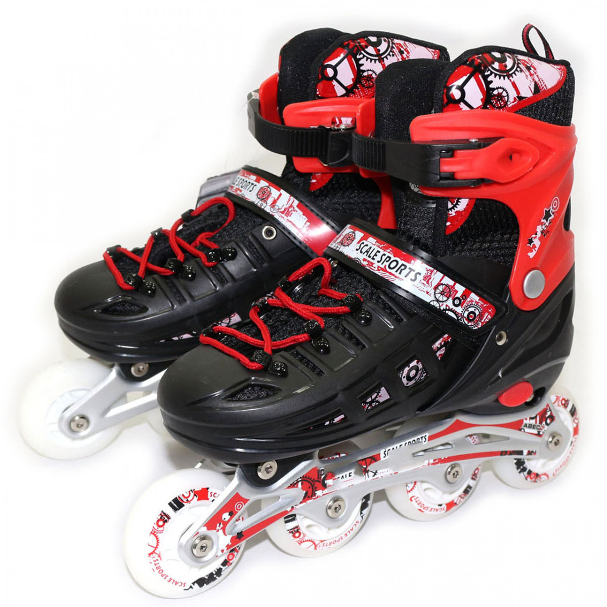Дитячі ролики червоно-чорні (розмір 31-34, метал, що світяться колеса ПУ) 1352221228-s, фото 1