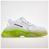 Женские кроссовки Balenciaga Triple S Clear Sole White Green, белые кожаные кроссовки баленсияга трипл с