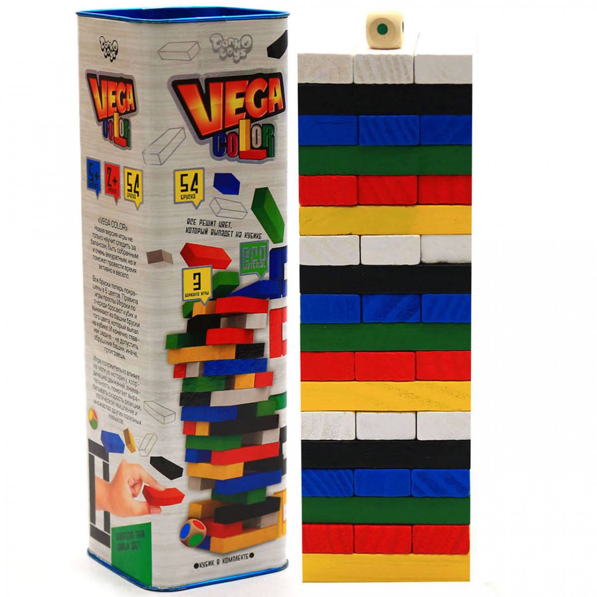 Настільна гра башта Vega (Vega) за кольорами. Версія гри Дженга (Jenga) GVC-01