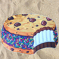 Пляжное покрывало-полотенце Пирожное для отдыха на песке или траве, 140*130 см (K14344)