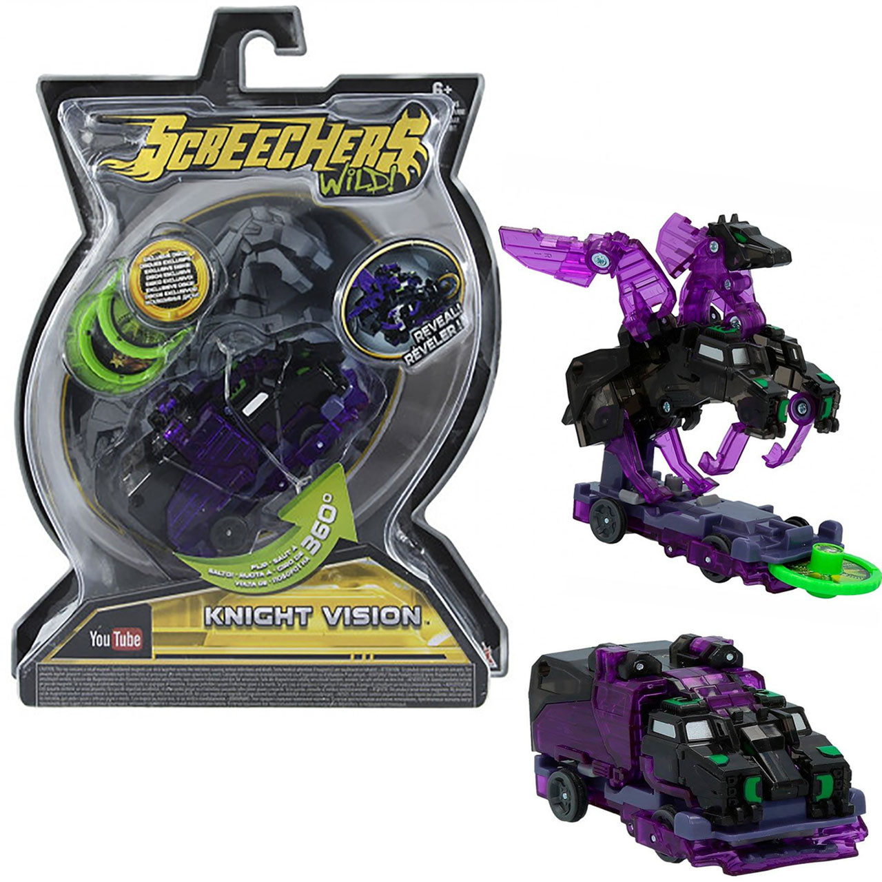 Машинка-трансформер ігровий набір Screechers Wild Дикі Скрічери S2 L1 Найтвіжн (EU683129), фото 1