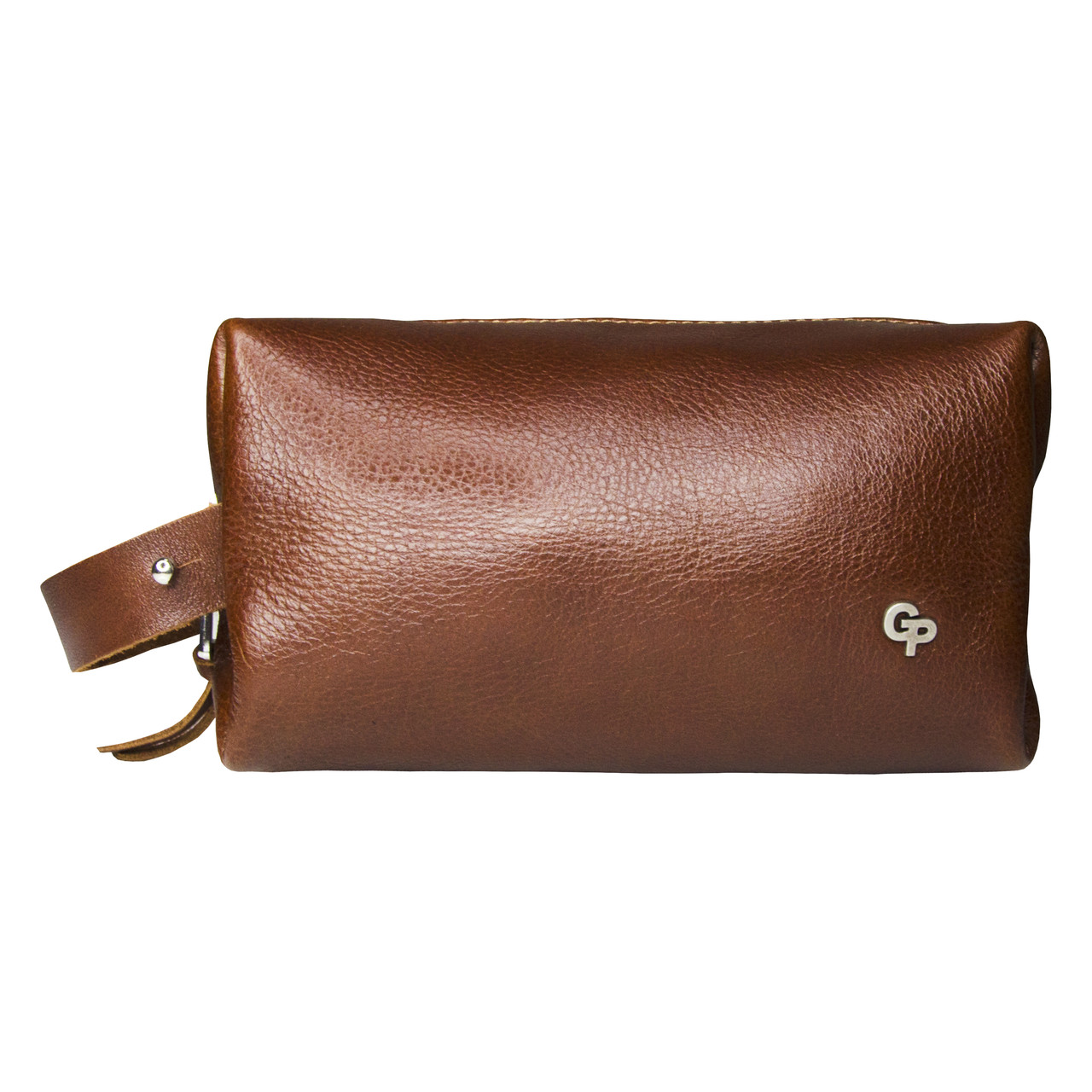 Великий шкіряний чоловічий несесер в дорогу коричневого кольору Grande Pelle на блискавці