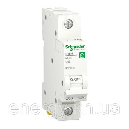 Автоматичний вимикач - 1P 63А С 6кА - Schneider Electric Resi9 R9F12163