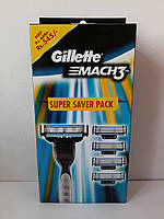 Набор для бритья мужской Gillette Mach 3 (Станок 1кас. + 4 кассеты)