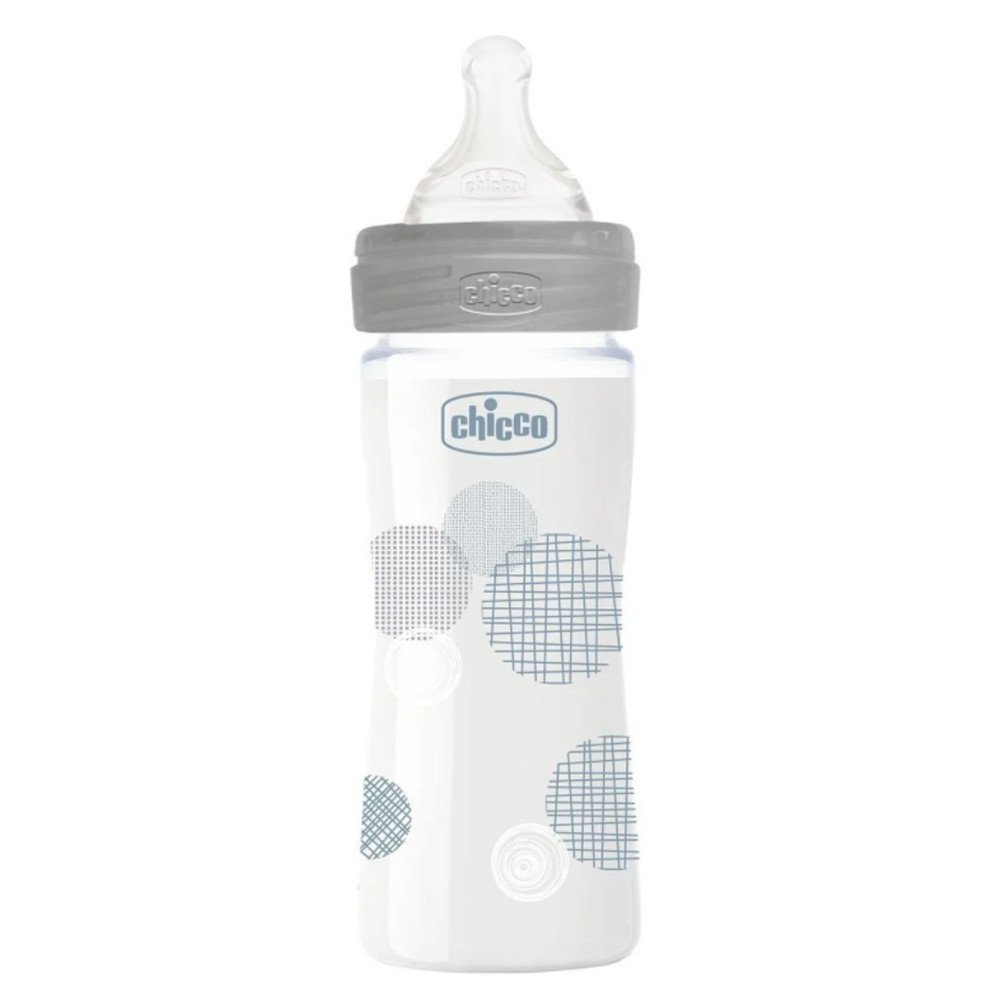 Пляшечка скло 240 мл Chicco Well-Being 0m+ (8058664129959)