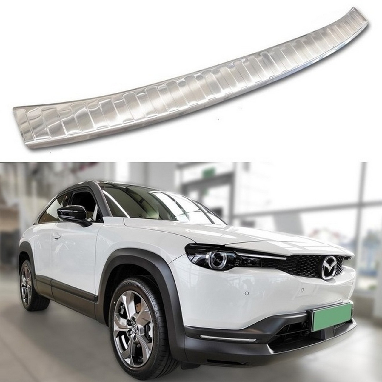 Захисна накладка на задній бампер для Mazda MX-30 2020+ /срібляста нерж.сталь/
