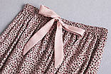 Піжама жіноча шовкова леопардова. Комплект атласний з мереживом для дому, сну. Розмір XL (рожевий), фото 8