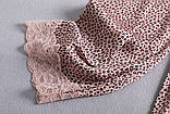Піжама жіноча шовкова леопардова. Комплект атласний з мереживом для дому, сну. Розмір XL (рожевий), фото 9