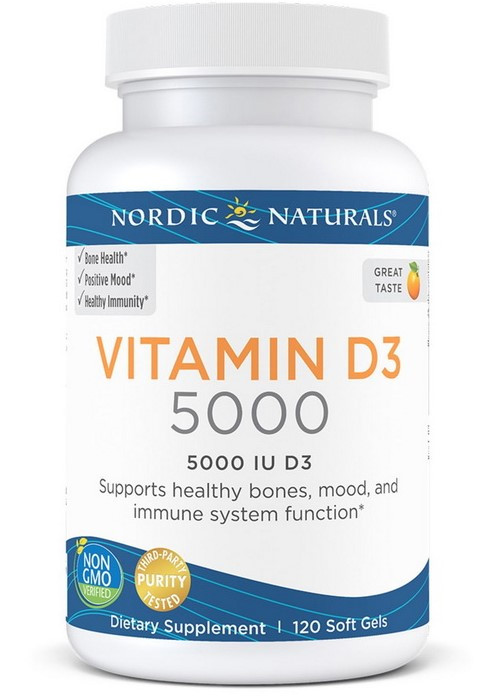 Вітамін Д Nordic Naturals Vitamin D3 5000 IU (125 mcg) 120 soft gels orange