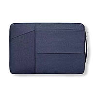 Компактная вместительная сумка для ноутбука и документов из текстильного материала, через плечо Синий, 13"
