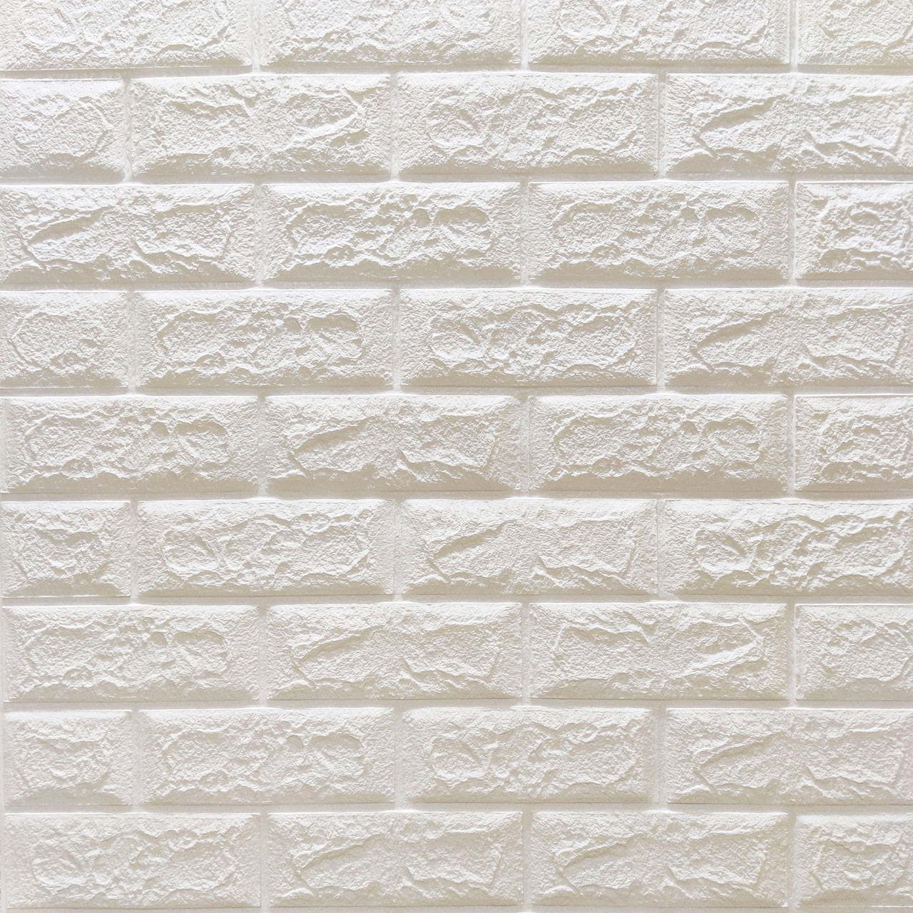 3д панель Глянцева Біла Цегла самоклеючі 3d для стін декоративні ПВХ панелі 700x770x5 мм (1-5мм-ГЛ)