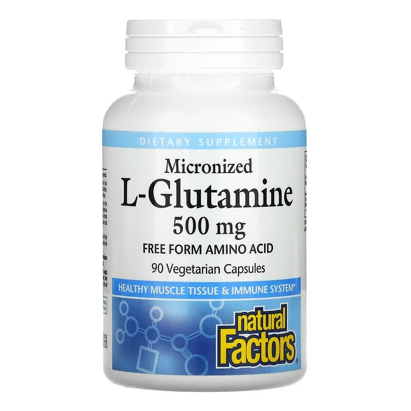 Мікронізований L-глутамін Natural Factors "L-Glutamine" 500 мг (90 капсул)