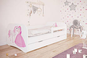 Дитяче ліжко односпальне 160 х 80 Kocot Kids Baby Dreams Принцеса з коником біле з шухлядою Польща