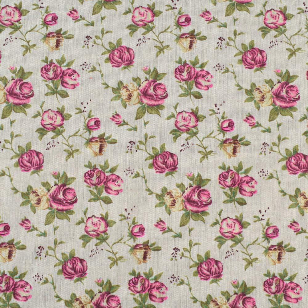 Деко-льон бежевий в кремово-рожеві троянди