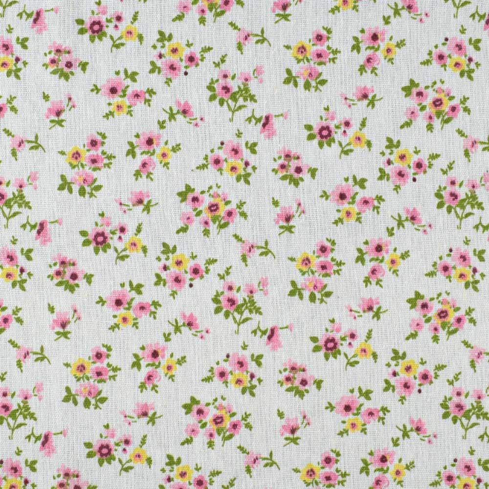 Деко-льон молочний в дрібні рожеві, жовті квітки ш.155
