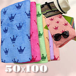 Упаковка (6 шт) рушників з мікрофібри для обличчя та рук, відпочинку "Корона" | 50х100
