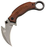 Ніж керамбіт (кіготь) складаний зі стропорізом та дерев'яною ручкою X52 CS GO, фото 3