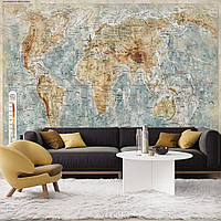 Фотообои фреска на флизелине "Подробная карта мира"