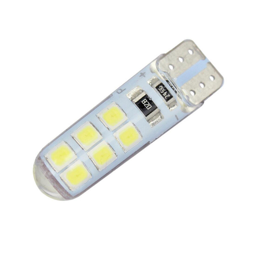 Світлодіодна автомобільна лампа T10 W2,1x9,5d 12 SMD (2835) 12 V WHITE в силіконі