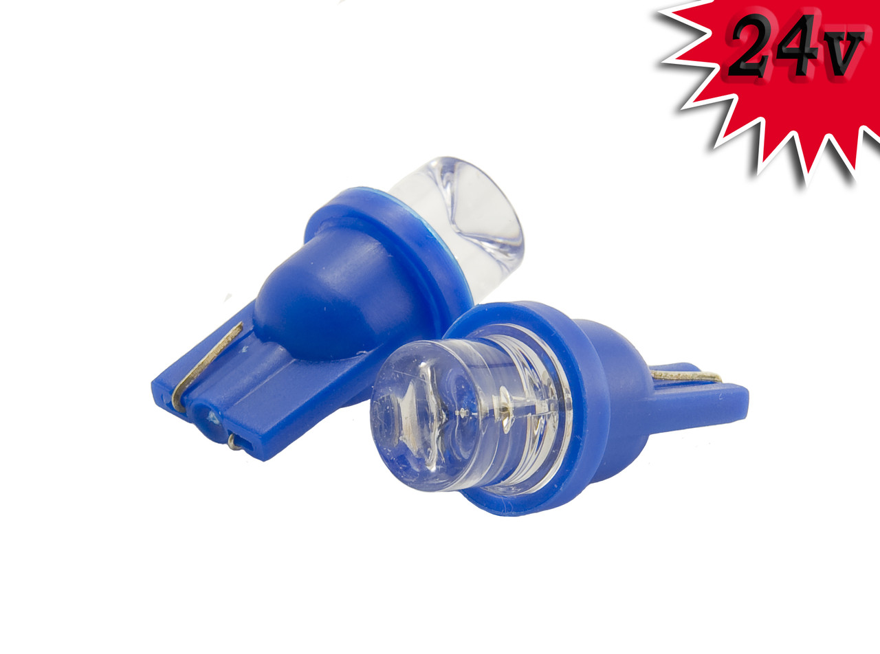 Світлодіодна автомобільна лампа T10 W2,1x9,5d 1LED 24V BLUE конусна