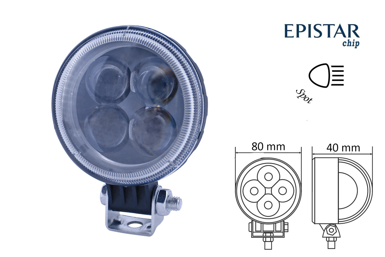 Фара робочого світла JR-4-12W 4 світлодіоди EPISTAR спрямоване світло (SPOT)
