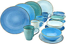 Набір столового посуду CreaTable Nature Collection AQUA з 16 предметів керамограніт високої якості