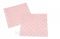 Салфетки бумажные 10шт/уп. сервировочные с редким рисунком - Розовый в золотой горох 2