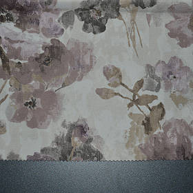 Велюр для подушок з принтом квіти Мірай (Mirai) молочного, бузкового, бежевого кольору