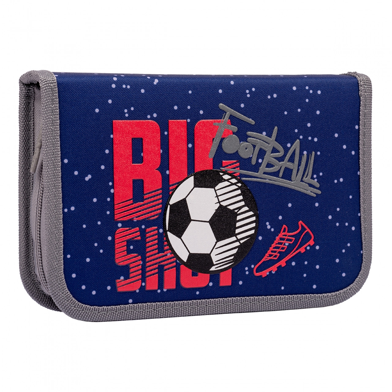 Пенал "1В" Football тв.,одинар.,з 2клап. синій №HP-04/532907(48), фото 1