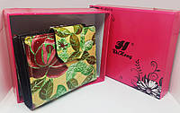 Женский кошелек портмоне женское в подарочной упаковке, тиснение лак "Роза"