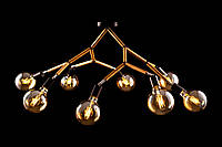 Деревянная люстра Branch 3D на 8 лампочек выполнена в скандинавском стиле лофт с поворотными механизмами Е27