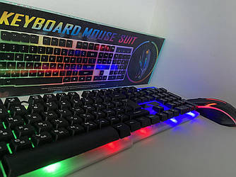 Клавіатура Російська + Мишка KEYBOARD KT-288, комплект клавіатура та мишка з підсвіткою