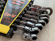 Набір рожково-накидних ключів з тріскачкою на кардане FERRUM FRS8 - 8 шт, фото 3