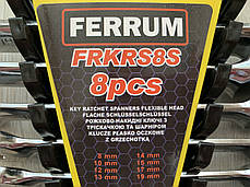 Набір ріжково-накидних ключів із тріскачкою на кардані FERRUM FRS8 — 8 шт., фото 4