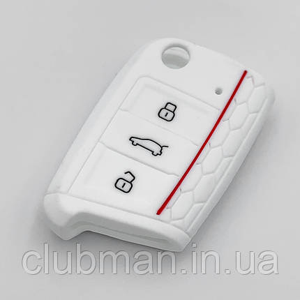 Силіконовий чохол для ключа VW Golf 7, Tiguan 2, Skoda Octavia A7, Seat Leon, білий, фото 2