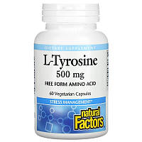 L-тирозин Natural Factors "L-Tyrosine" с кальцием, 500 мг (60 капсул)