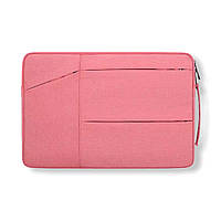 Компактная вместительная сумка для ноутбука и документов из текстильного материала, через плечо Розовый, 13"