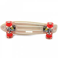 Пенні борд (скейт) з безшумними світяться колесами, ручка (червона акула) 70822, фото 3