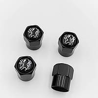 Захисні ковпачки на ніпеля PEUGEOT (Пежо) 4 шт Ч/Б Чорні