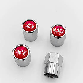 Захисні ковпачки на ніпеля WRC (ОЗ) 4 шт Червоний фон Хром
