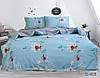 Постільна білизна Квіти на блакитному, сатин, фото 2