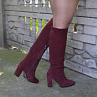 Замшеві чоботи на високих підборах