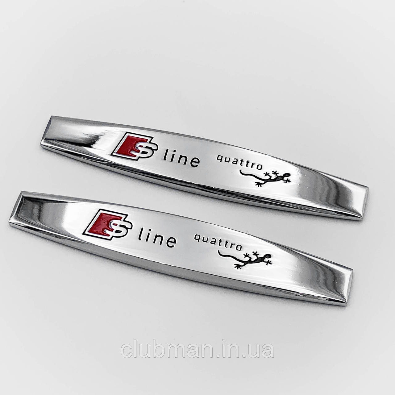 Емблема наклейка на переднє крило AUDI S-line (Ауді) Комплект 2 шт Хром