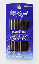 Голки для штопання 3/0 & 1/0 Royal Needles (6 шт) золоті вушка