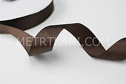 Стрічка репсова 25 мм шоколадного кольору, бобіна 91 м. No ЛР-0074